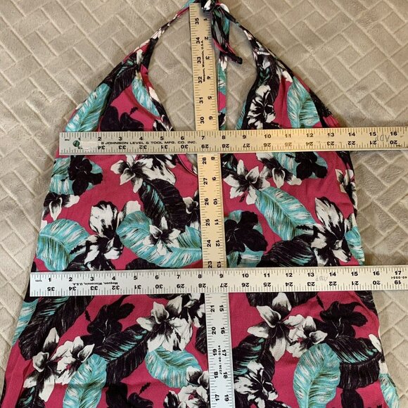 NBD Womens XS Dress Short Mini Halter Tunic Top Lined Pink Floral Palm Print - Picture 7 of 11